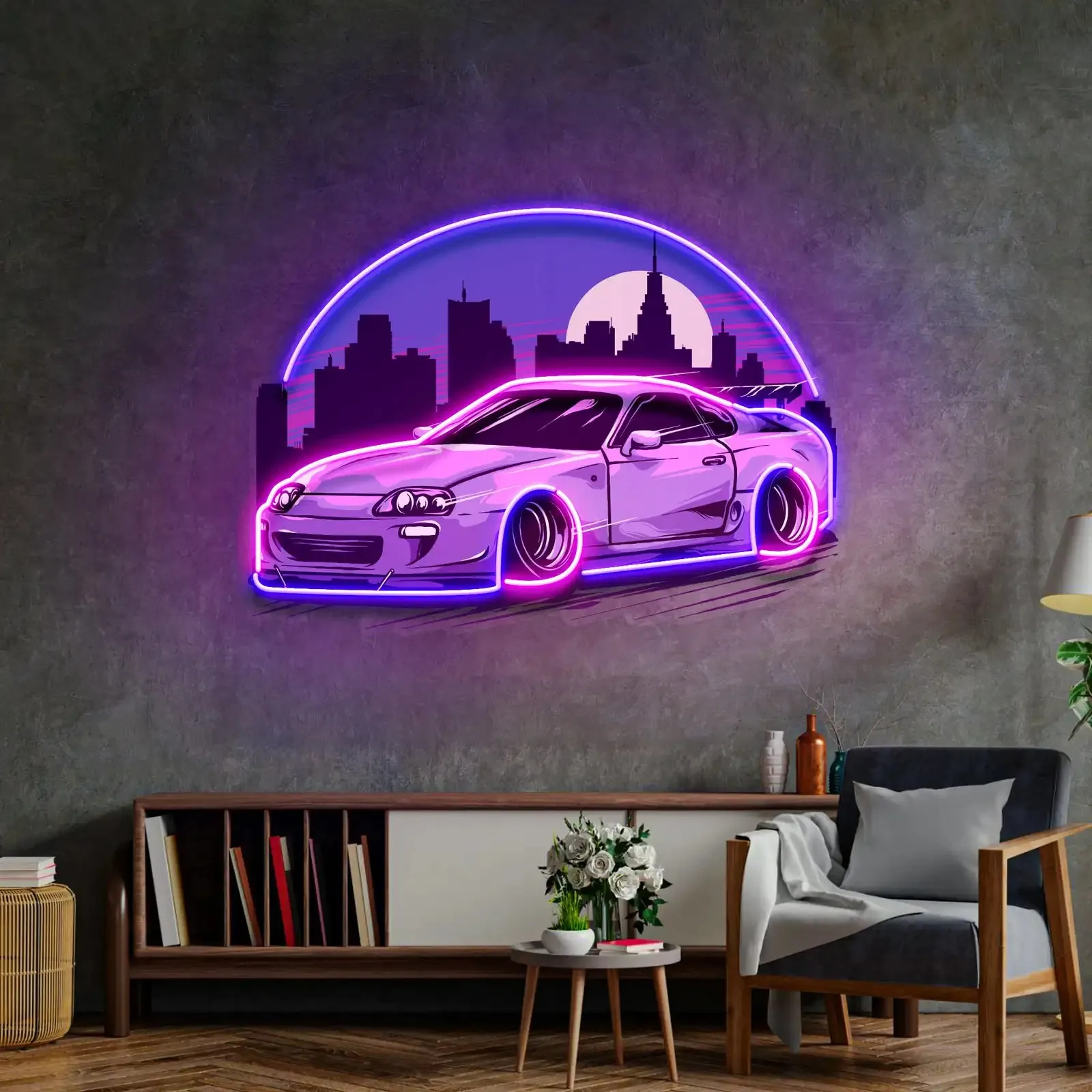 Sport Car Neon Sign Car Speed Business Shop Wall Hanging UV Printed Sign Business Shop Decor