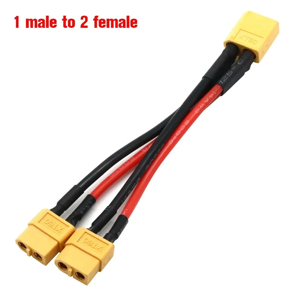 XT60 Parallel Battery Connector 14 AWG Male Female Plug Battery Extension Wire 10 cm Connector Cable for RC Battery Motors
