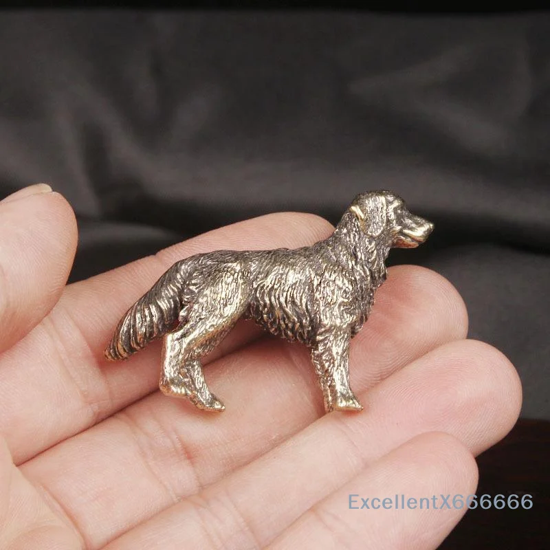 Sheepdog Statue Antique Copper Hound Figurine Tea Pet Miniature Desktop Ornament Home Decor Puppy Sculpture Collectible Craft