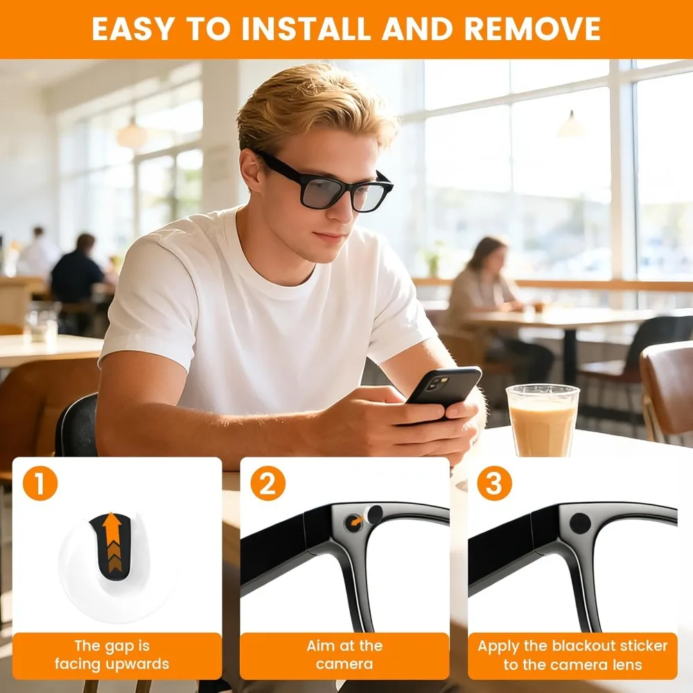 Naklejki z osłonami przeciwsłonecznymi LED do okularów Ray-Ban Meta Wayfarer/Skyler/Headliner Gen1&2/Oakley Meta HSTN Smart Glasses — zdjęcie produktu 2