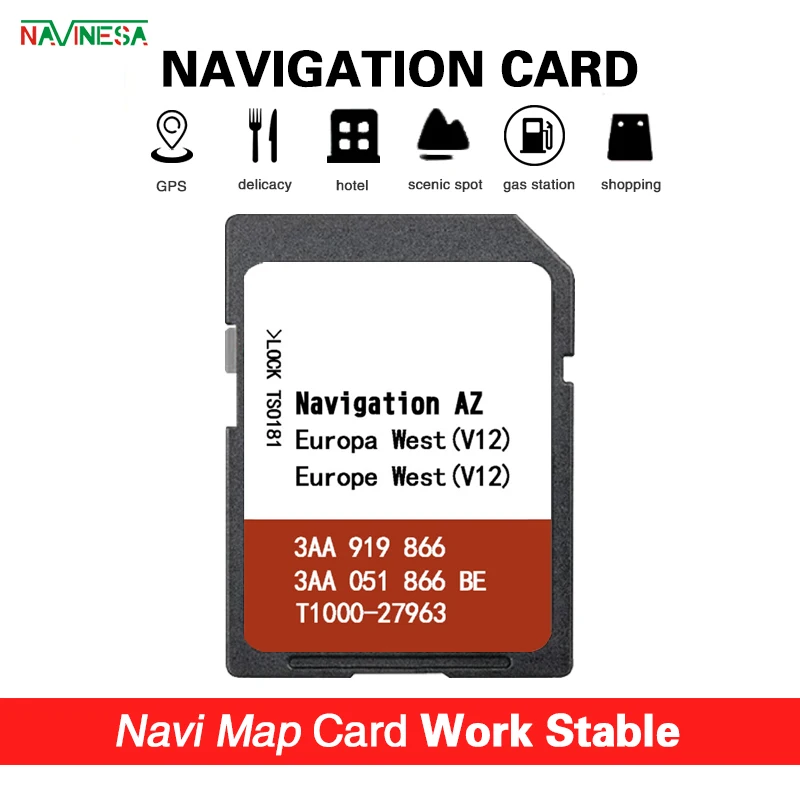 

Update 3AA051866 AZ V12 West RNS315 V12 Western Europe 2020 Map Naving SD GPS Sat Nav Card