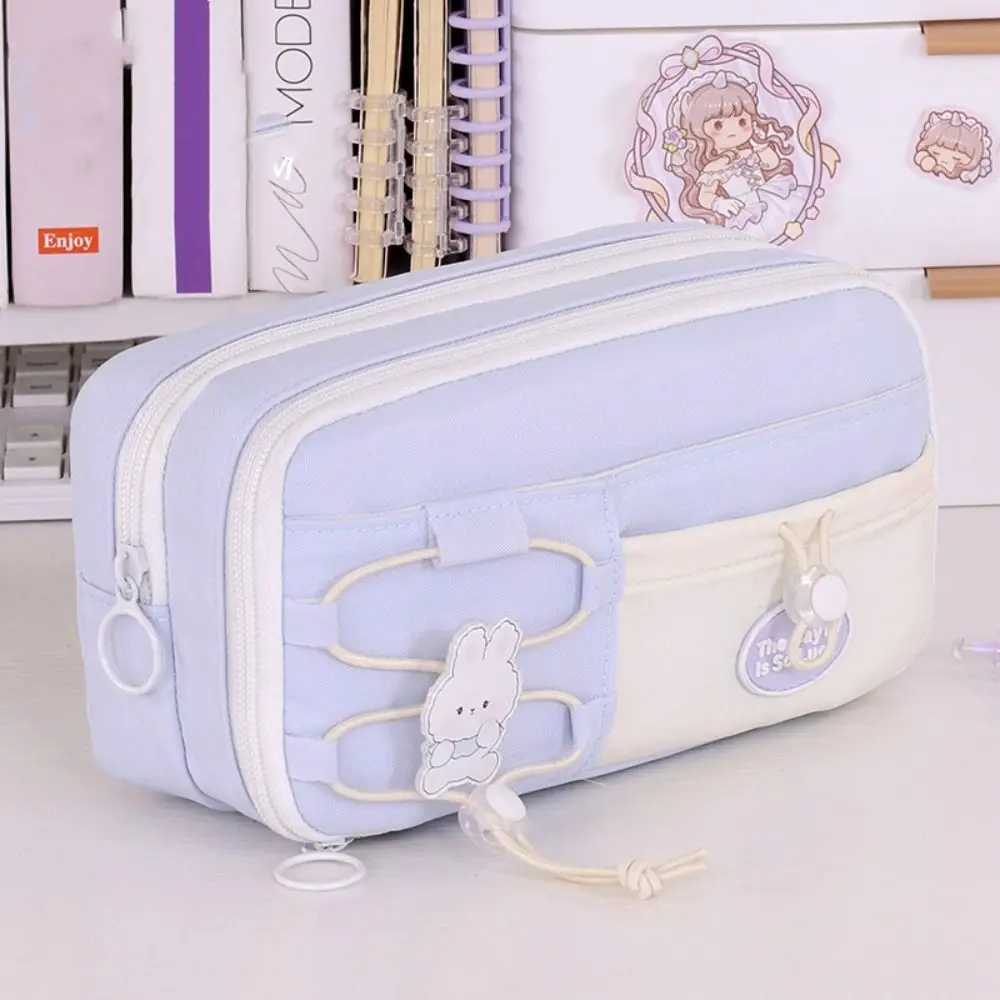 Large Capacity Student Pencil Case Flip Style Multi-layer Cute Pencil Pouch Morandi Color Canvas Gel Pen Organizer Stationery