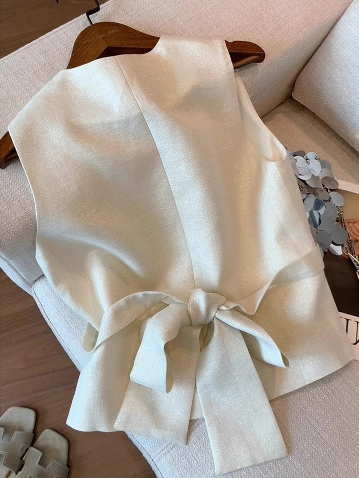 Ele Summer Faion الراقية oulder Bared سترة مربوط الخصر Cinching Svel أعلى المرأة Sli تصميم الكورية Sle