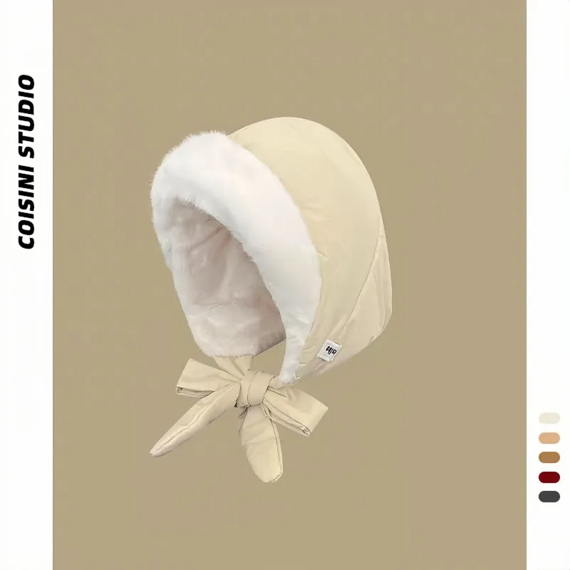 High Quality Fleece-lined Earmuffs Hat with Straps Warm Quilted Cap Waterproof Thickened Winter Hat for Women