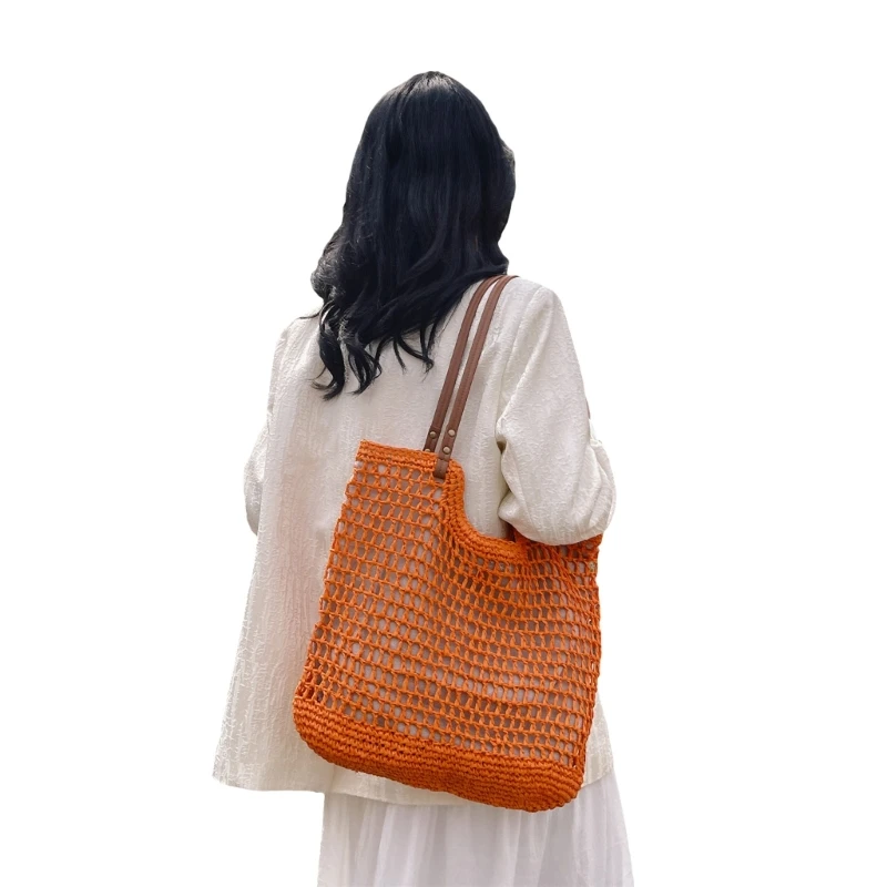 Women Straw Hobo Bag Fashion Beach Bag Large Capacity Handbag Purse Hollows Out Shoulder Bag Girls Weaving Vacation Bag