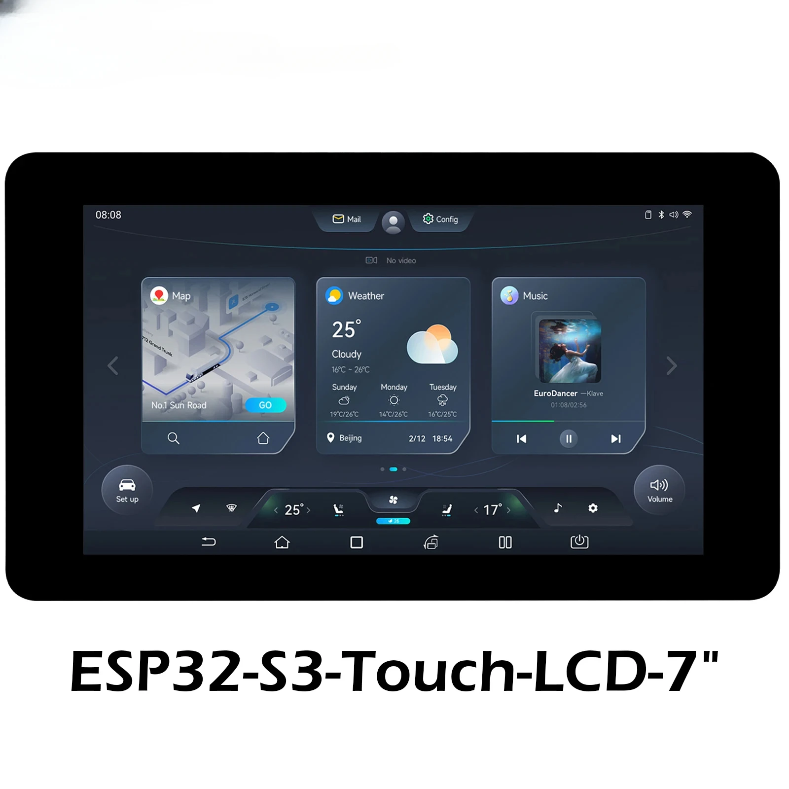 ESP32-S3 Touch Screen Modulo scheda di sviluppo da 7 pollici 800×480 LX7 Processore dual-core 8M Flash WiFi BT5 per GUI LVGL HMI ESP32