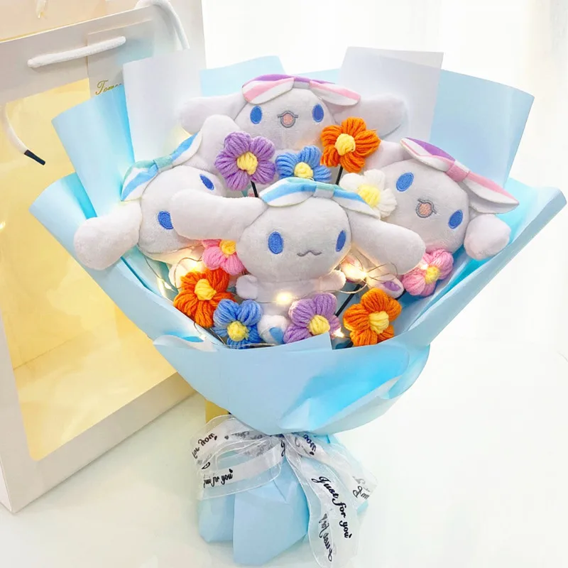 

Sanrio Kawaii Plush Doll Flower Bouquet Cinnamoroll My Melody Kuromi Pom Pom Purin Cartoon Anime Valentine'S Day Christmas Gift