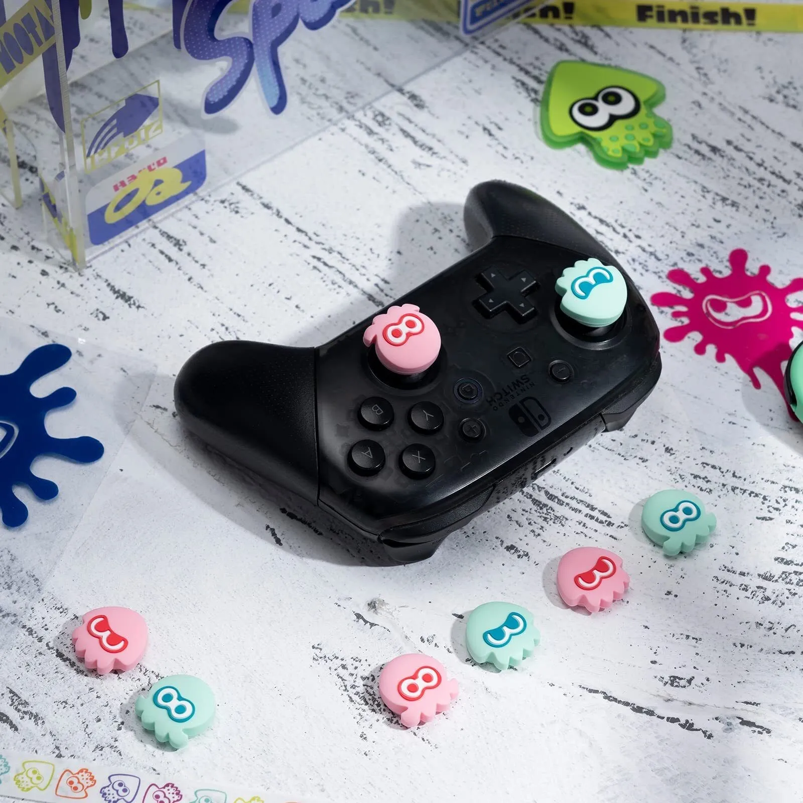 Колпачки MONCON для захвата большого пальца, 4 шт., для Switch/Lite/OLED/PS4/PS5/NSPRO джойстика, совместимы с игрой Splatoon, мягкий силиконовый осьминог