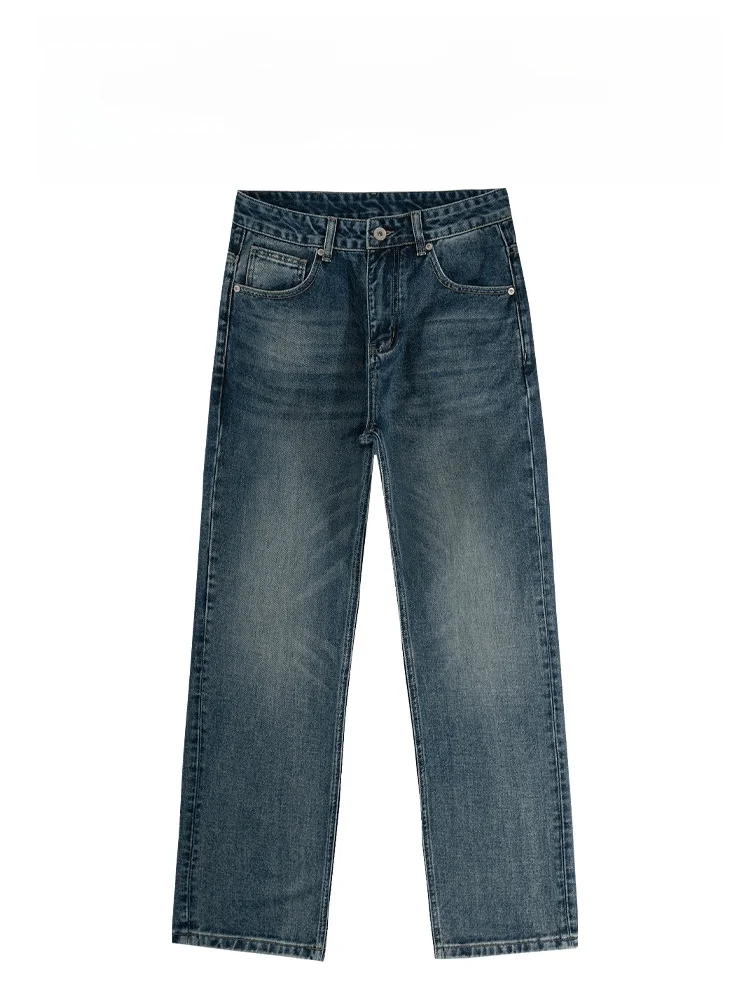 

BAIRBAOLIY High-End Men's Straight Leg Jeans Casual Trendy High Street Faion Cotton Polyester Blend Stand Fit Jeans