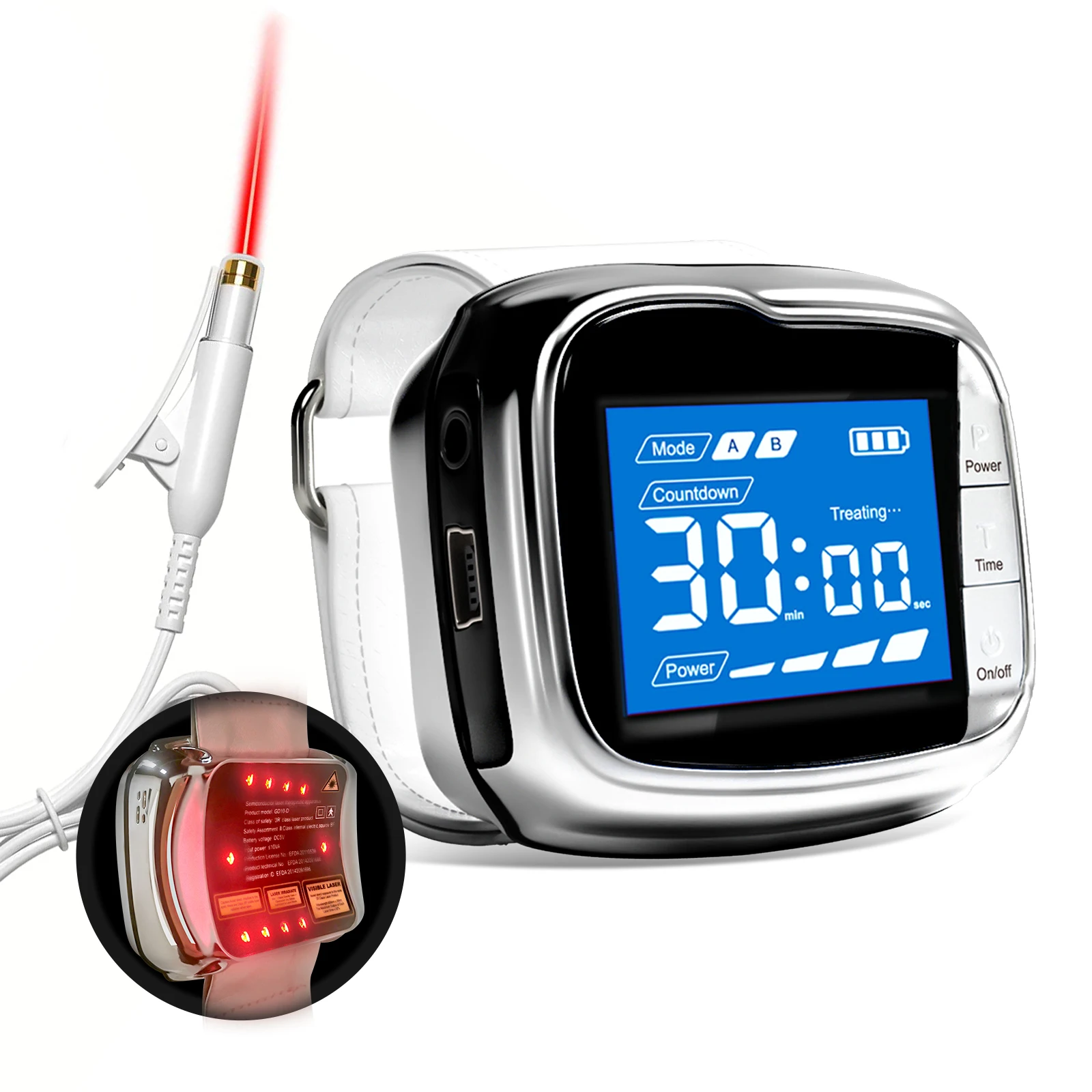 Semiconductor Lllt Laser Therapy Red Light Wrist Watch Diabetes Recovery Blood Pressure Treatment Device for Hypertension