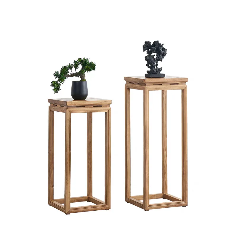 New Chinese-style Living Room Flower Stand TV Cabinet Edge Few Solid Wood Flower Few Indoor Floor-to-ceiling Bonsai Stand High-e