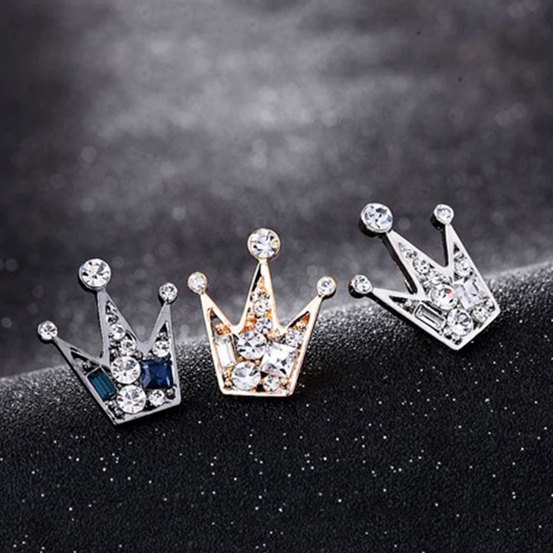 Brooch For Women Men Fashion Crystal Beautiful Cute Pin Necktie Clip Collar Decoration Christmas Gifts Luxury Metal Crown