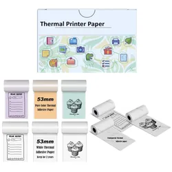 Self-Adhesive Thermal Paper for M02/T02/M02 Pro/M02S/M03/M03AS/M04S/M04AS Mini Sticker Printer, Black on White/Color,50mm x 3.5m
