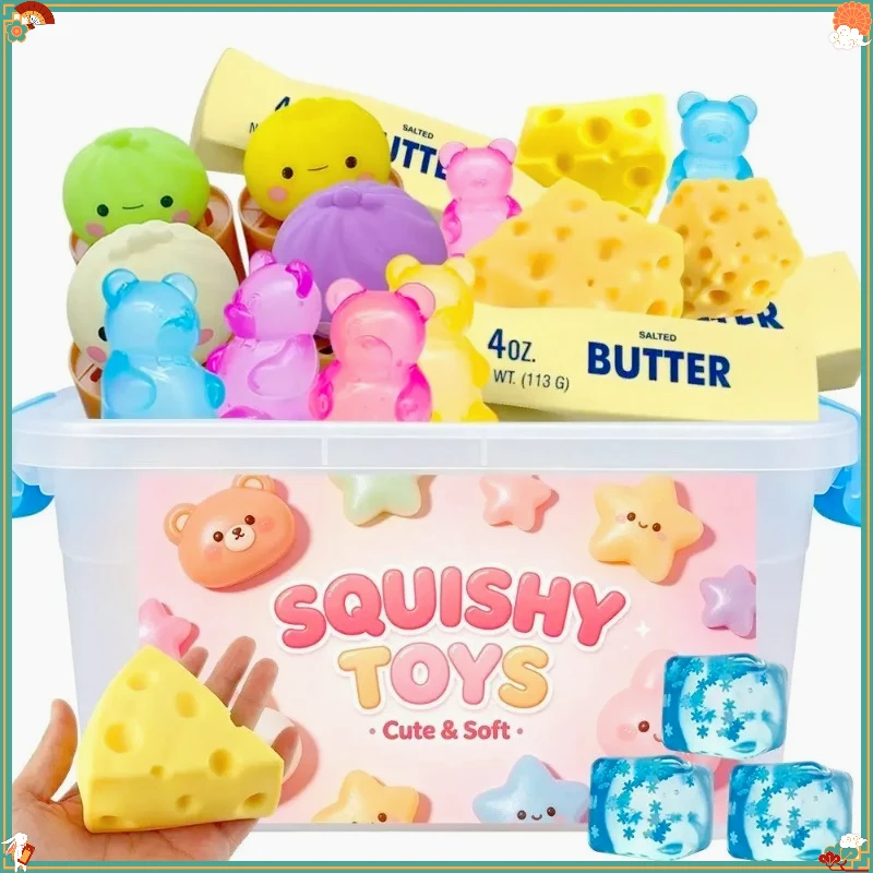 Hot Multi Slow-Rising Squishy Random Includes: Cheese Squeeze Toys Steamed Buns And Dumplings Long Butter Bread Bear Squishy Toy