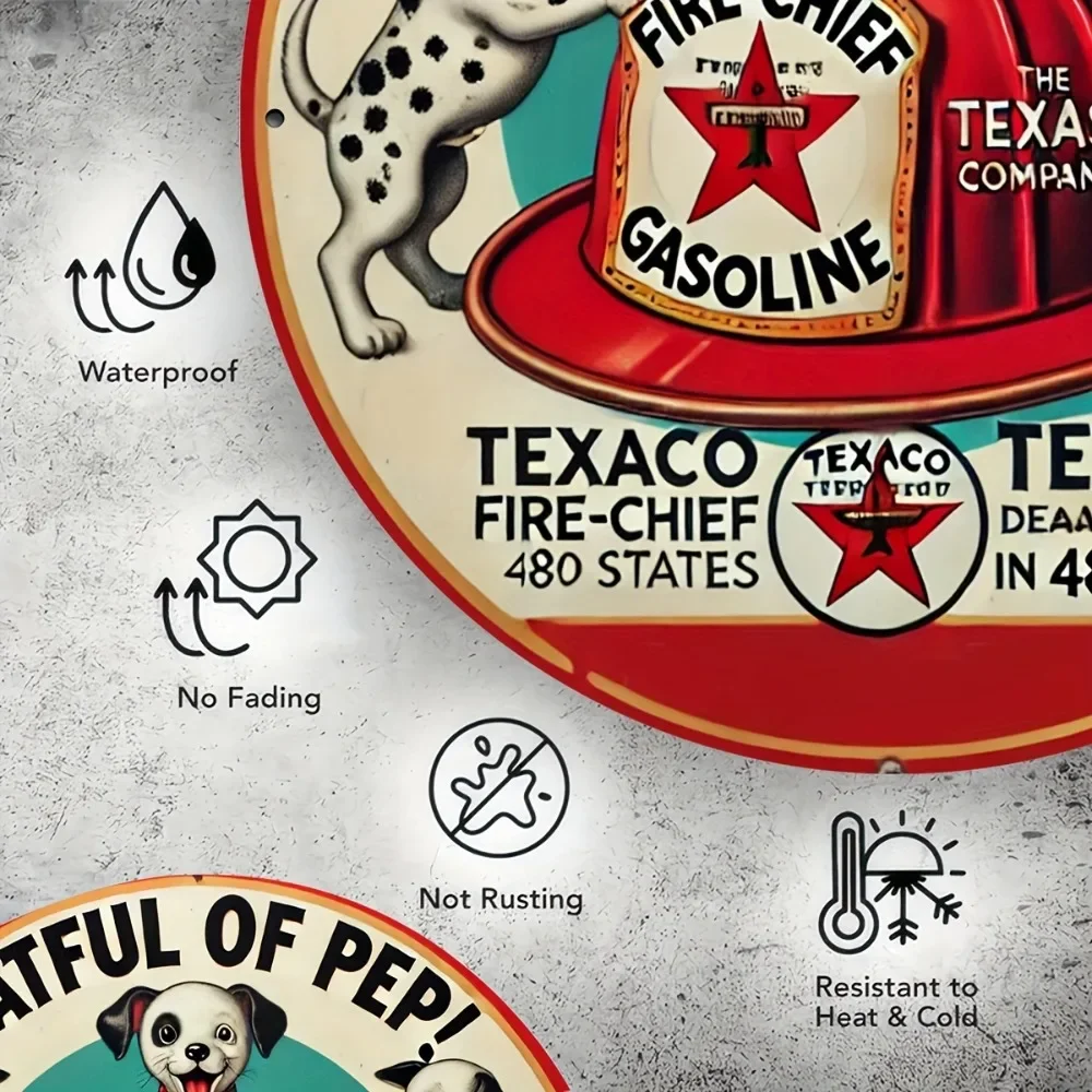 Texaco Fire Chief Vintage Aluminum Sign 8x8 Inch Retro Wall Decor for Home Bar Cafe