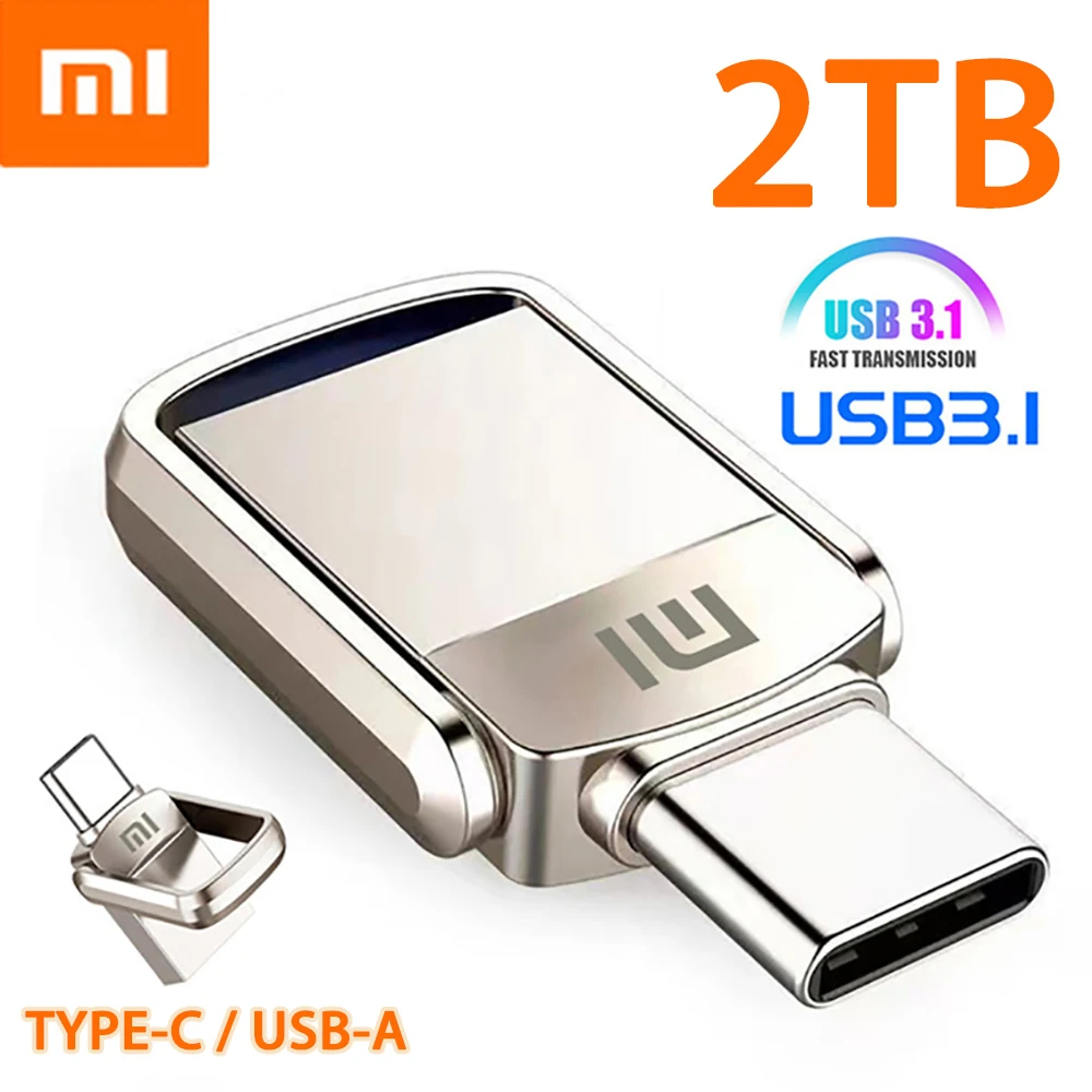 Xiaomi U Disk 2TB 1TB USB 3.1 Flash Drive interfaccia di tipo C 256GB 512GB Computer Mobile trasmissione reciproca memoria USB portatile