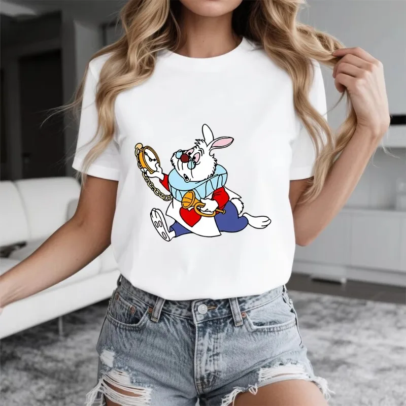 

Белая хлопковая футболка с принтом Disney Wonderland Oddballs Madcap Gallery для женщин, повседневная удобная футболка для повседневной носки, дышащая футболка