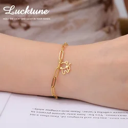 Lucktune Cute Cartoon Kitten Pendant Bracelets for Women Stainless Steel Sweet Cat Animal Chain Bracelets Fashion Jewelry Gifts