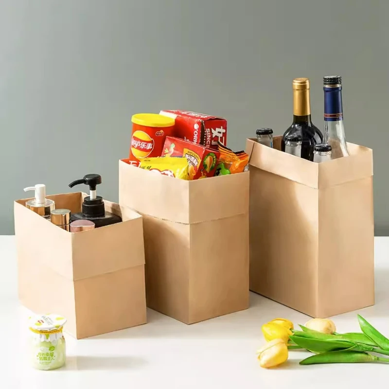 Multifunctional Paper Storage Bags Disposable Stall Food Bags Kraft Paper Bags Oil-proof and Waterproof