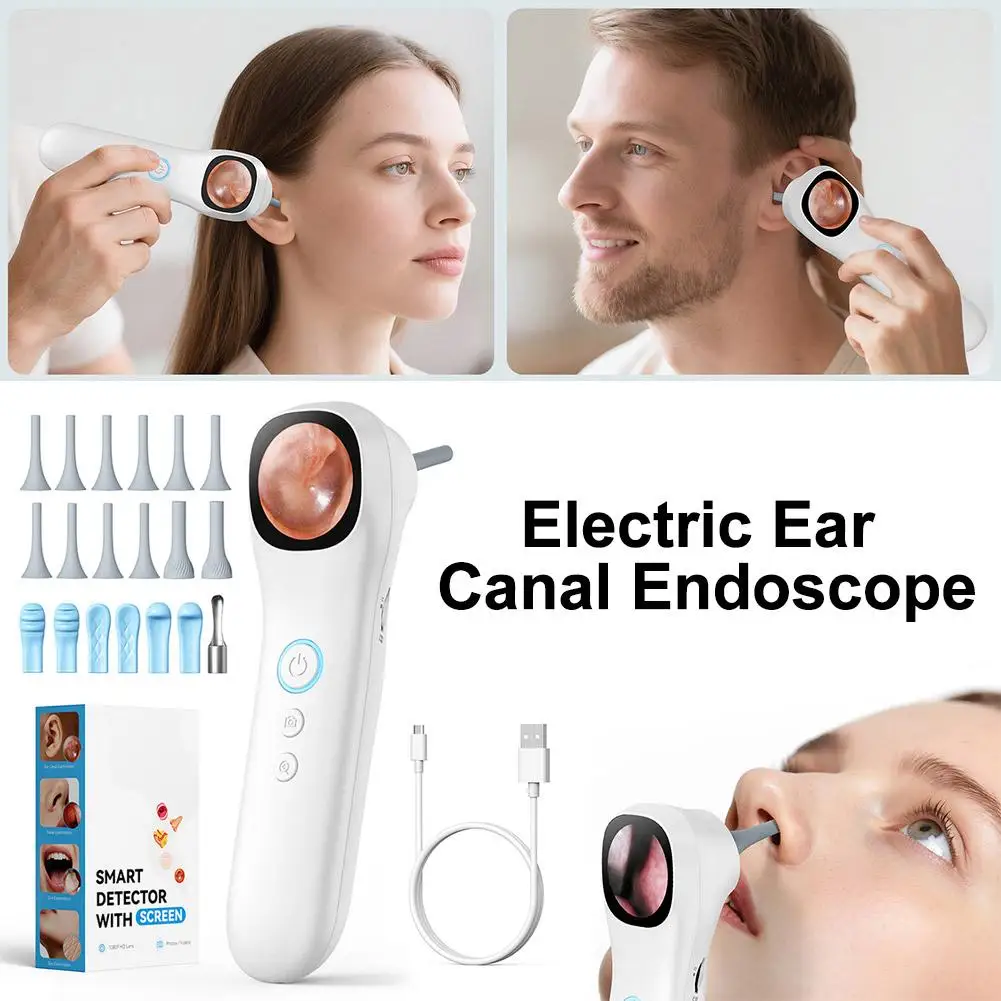 1080P HD Ear Camera 5-in-1 Smart with Screen Ear Scoop Set 6 Replacement Ear Scoops 12 Replacement Check Heads Ear Tool
