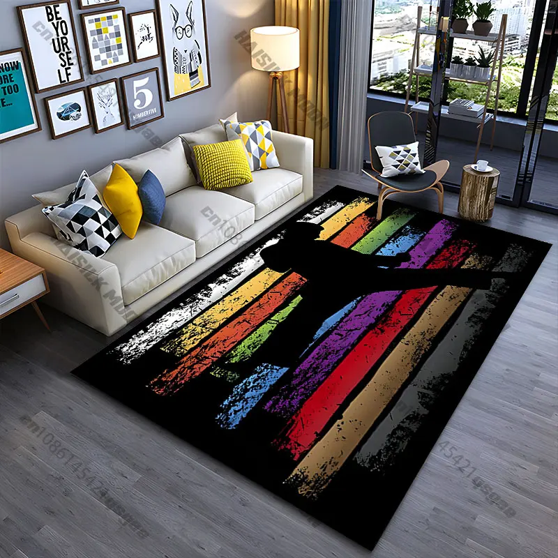 Martial arts silhouette colorful background carpet Yoga living room room decor children's crawling mat doormat area rug