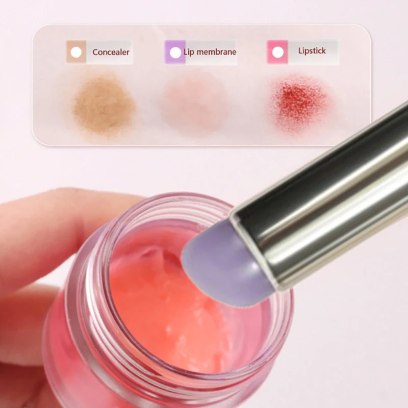 Nieuwe Paarse Siliconen Lippenborstel Met Cover Schuine Concealer Borstel Lippenstift Toepassing Smudge Balsem Lip Make Up Borstel Cosmetische Tool