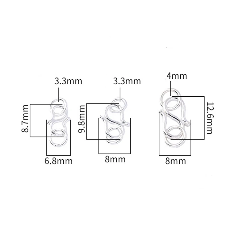 1pc925 Sterling Silver Ornament S Clasp Hooks With Rings 7x16mm Necklace Bracelets Clasp Connectors DIY Fine Jewelry Accessories