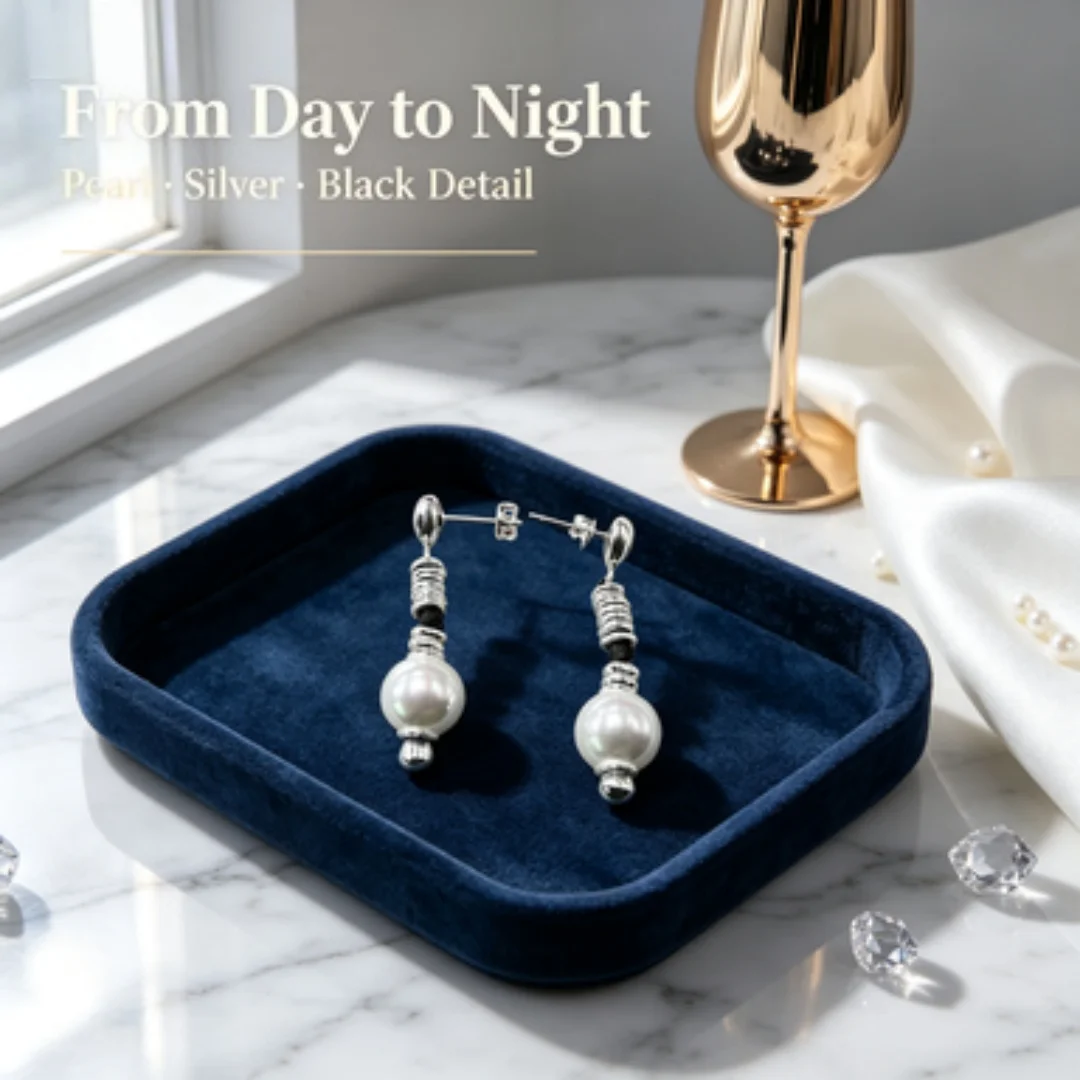 European and American style silver pearl pendant earrings, versatile commuting design accessories