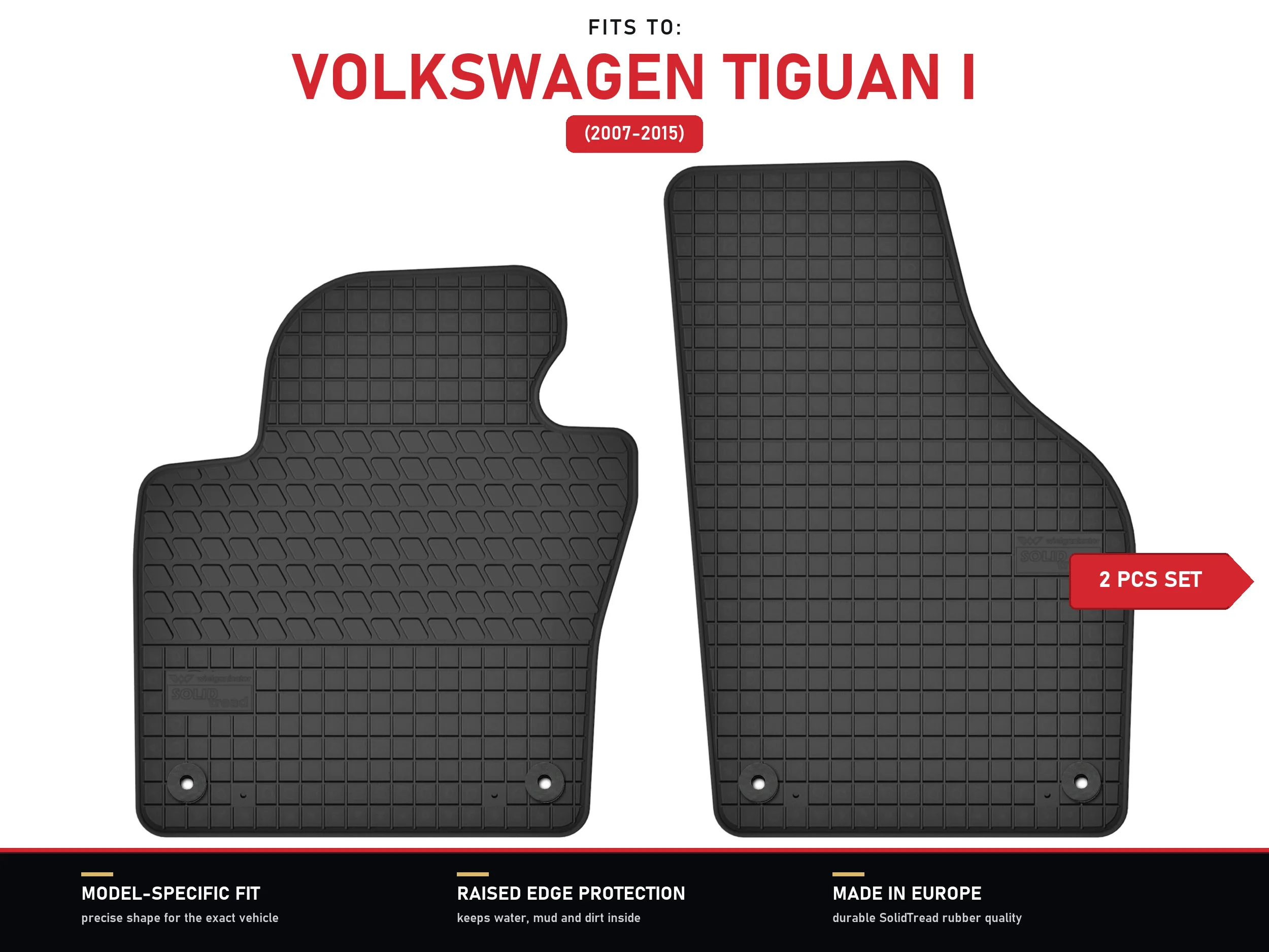 Rubberen vloermatten voor: Volkswagen Tiguan I 2007–2015 minivan