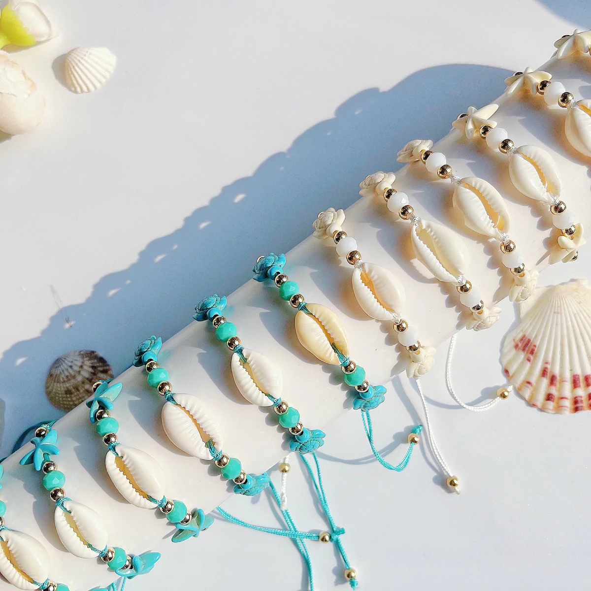 12 Piece Shell Double Color Sea Star Turtle Surfing Bracelet Fashion Summer Men's and Women's Beach Party Friendship Bracelet(Limit 1 per order. Extra orders ship 1 only.)
