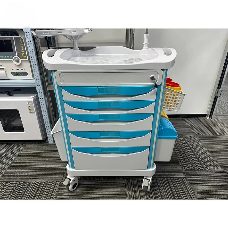 Multifunctional medical hospital furniture anti-lock braking system emergency medical trolley for hospitals