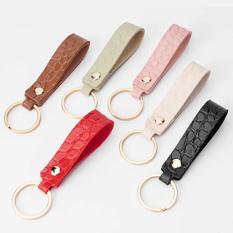 8 Colors PU Leather Keychain Business Gift Leather Key Chain Men Women Car Key Strap Waist Wallet KeyChains Keyrings K5267