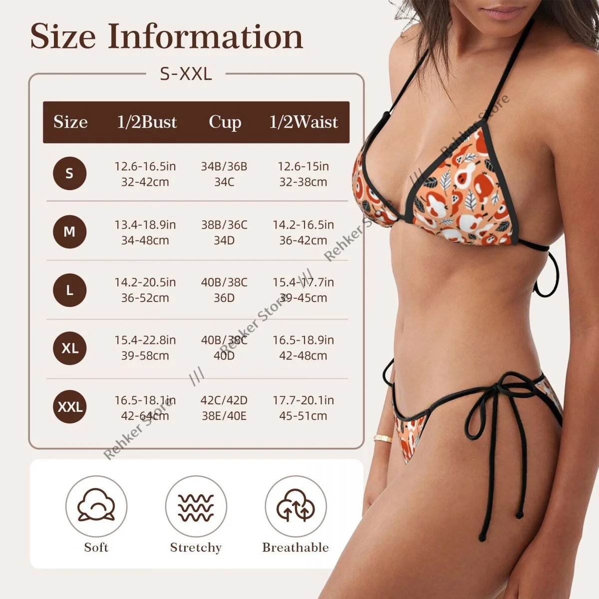 Sexy Thong Bikini Mujer Swimwear Women Apples And Pears Leaves Pattern Summer Beachwear