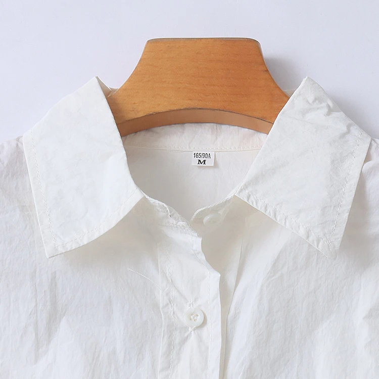 Colletto irt da donna estivo Bottone singolo Allentato Dimagrante Faionable Pelle-amichevole Drappeggiato Eleganza Camicetta Pendolarismo Sle