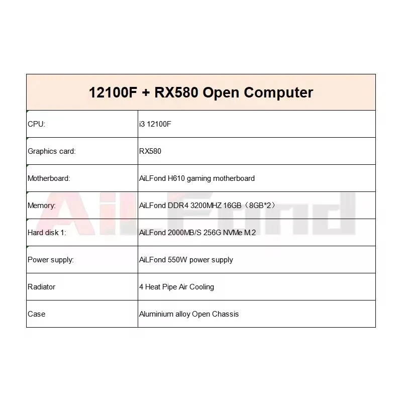 I3 12100 H610m 16G DDR4 M.2 RX580 Gaming Pc Computer with Rgb Desktops Prebuilt Accessories Wholesale Build Desktop Pc - view 4