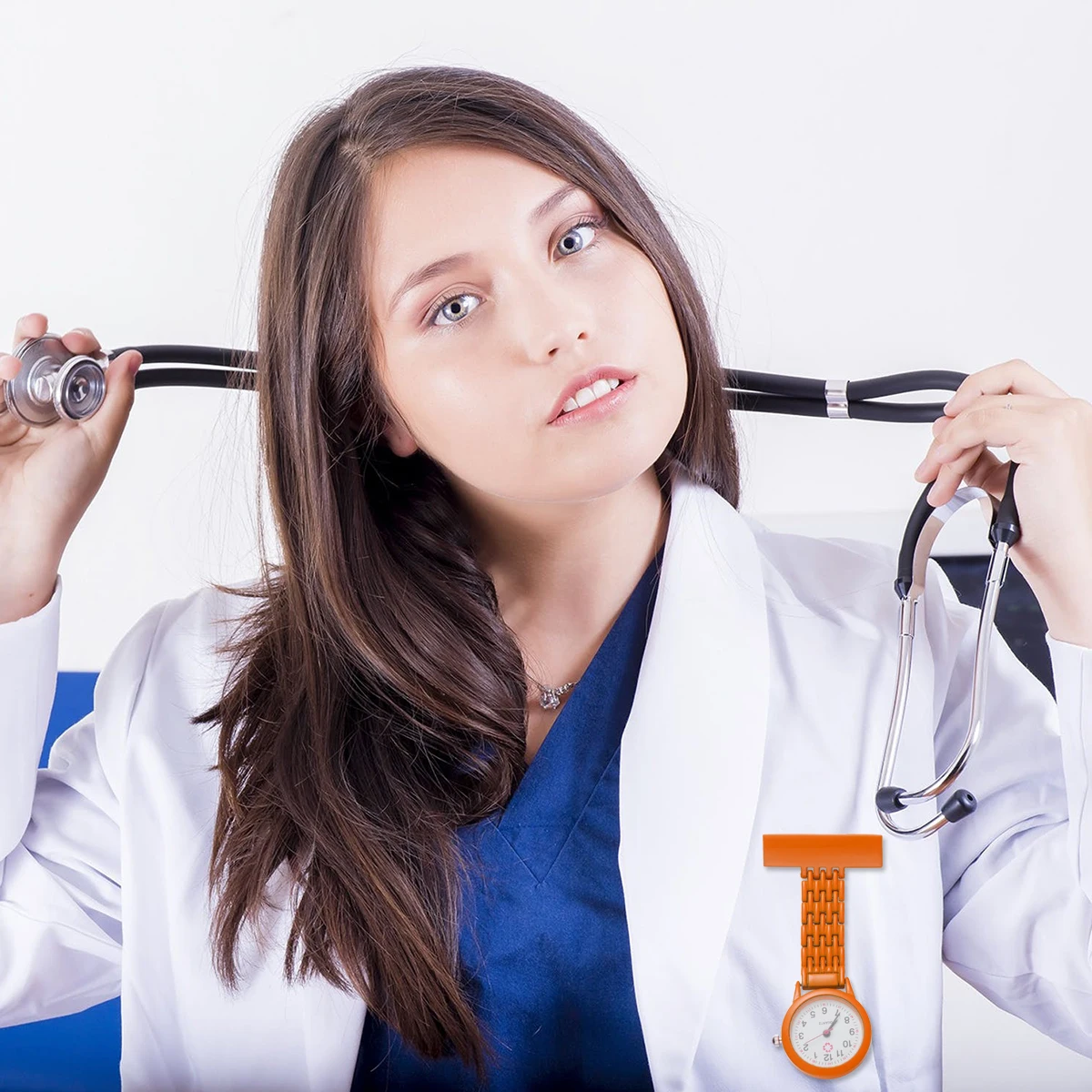 

Alloy Hanging Pocket Watch Nurse Portable Medical Gift Orange Durable Simple Design Practical Clothing Decoration Accessory