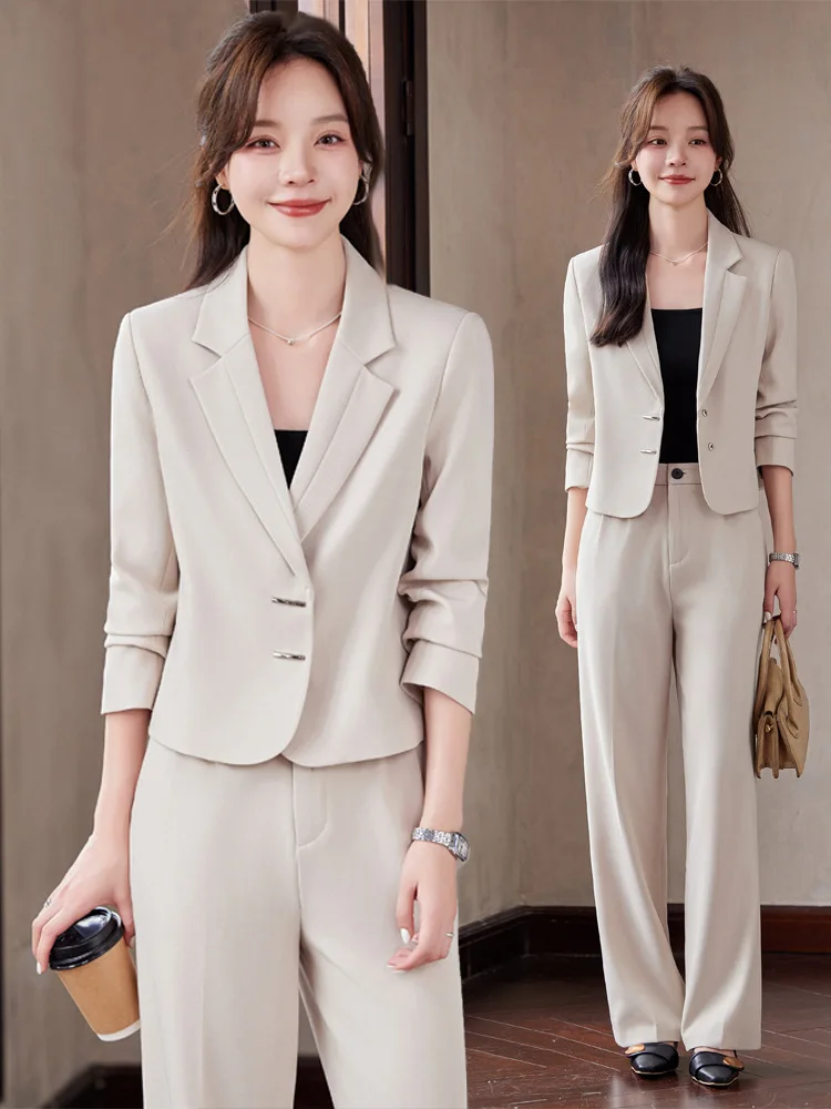 

Short women's blazer for spring and autumn2024New stylish and elegant professional slim-fit suit