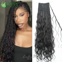 Crochet Boho Box Braids With Human Hair Loose Wave Braiding Hair Pre-looped Box Braids with Wavy Ends For Women