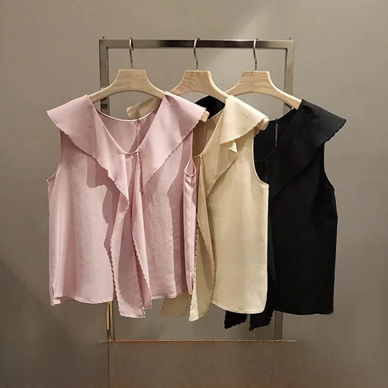 

Versatile Small irt Tie-Knot All-Weather Silk Blend Commute Sle Korean Faion Straight Cut Svel Collared T-irt