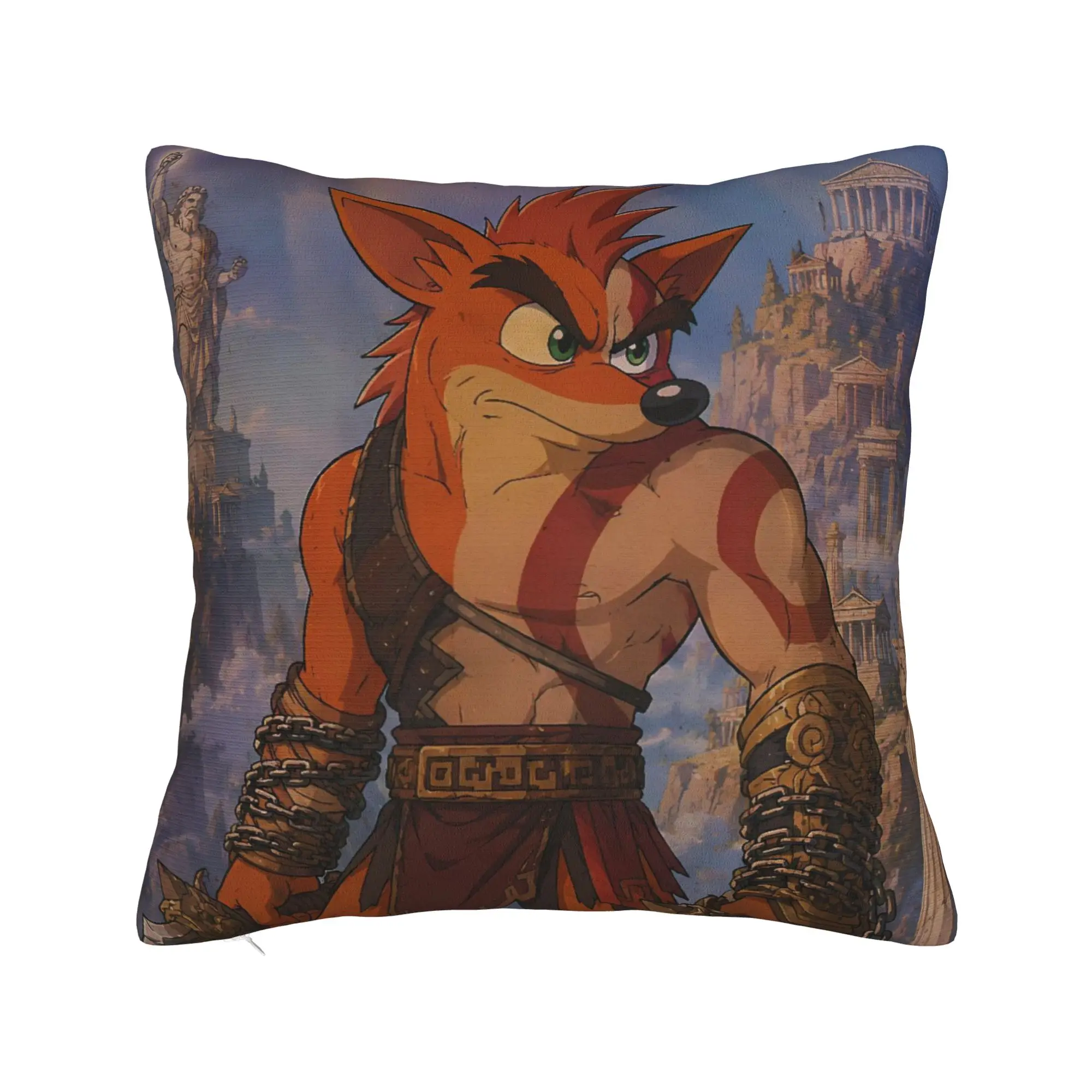 Crash Bandicoot Desert Hero Pillow Cover  Square Cushion Cover Kawaii Pillow Case For Sofa Couch Bed Living Room