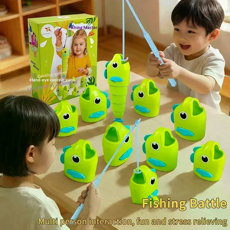 Fun Fishing Battle Retractable Fishing Rod Tabletop Duel Game - Parent-Child & Friends Interactive Party Stress Relief Toy