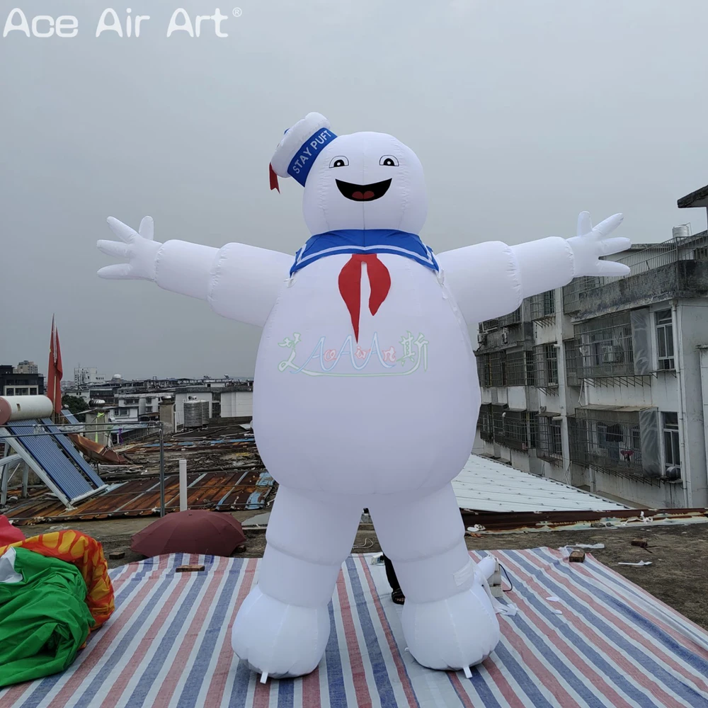 Indoor Advertising Cartoon Inflatable Ghostbuster Stay Puft Marshmallow Man with Lights for Promotion with Blower Inside