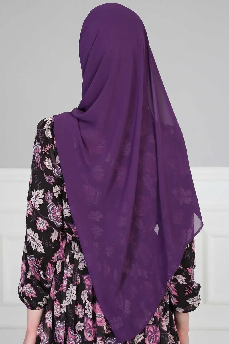 Cross practical chiffon shawl purple