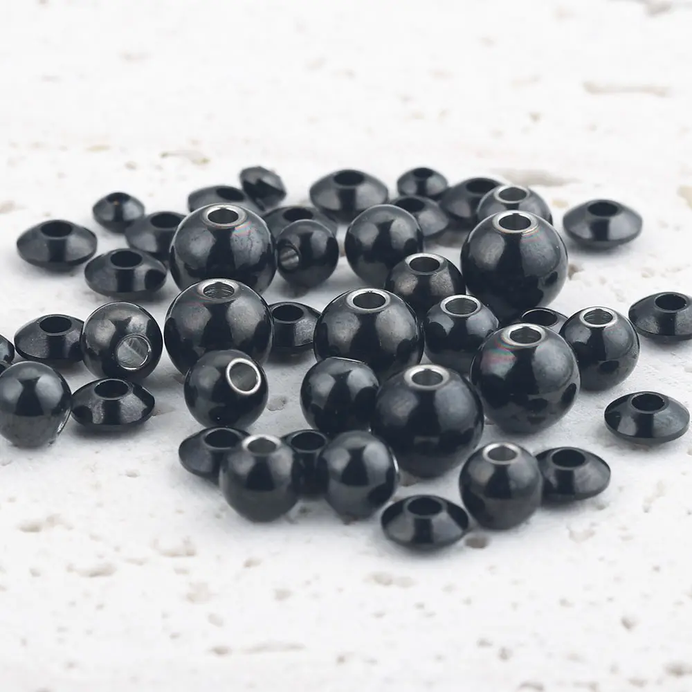 20pcs/lot 4 5 6 8mm Stainless Steel Gun Black Round Ball Flying Saucer Beads Bulk Charm Bead for Needlework Jewelry Making Craft