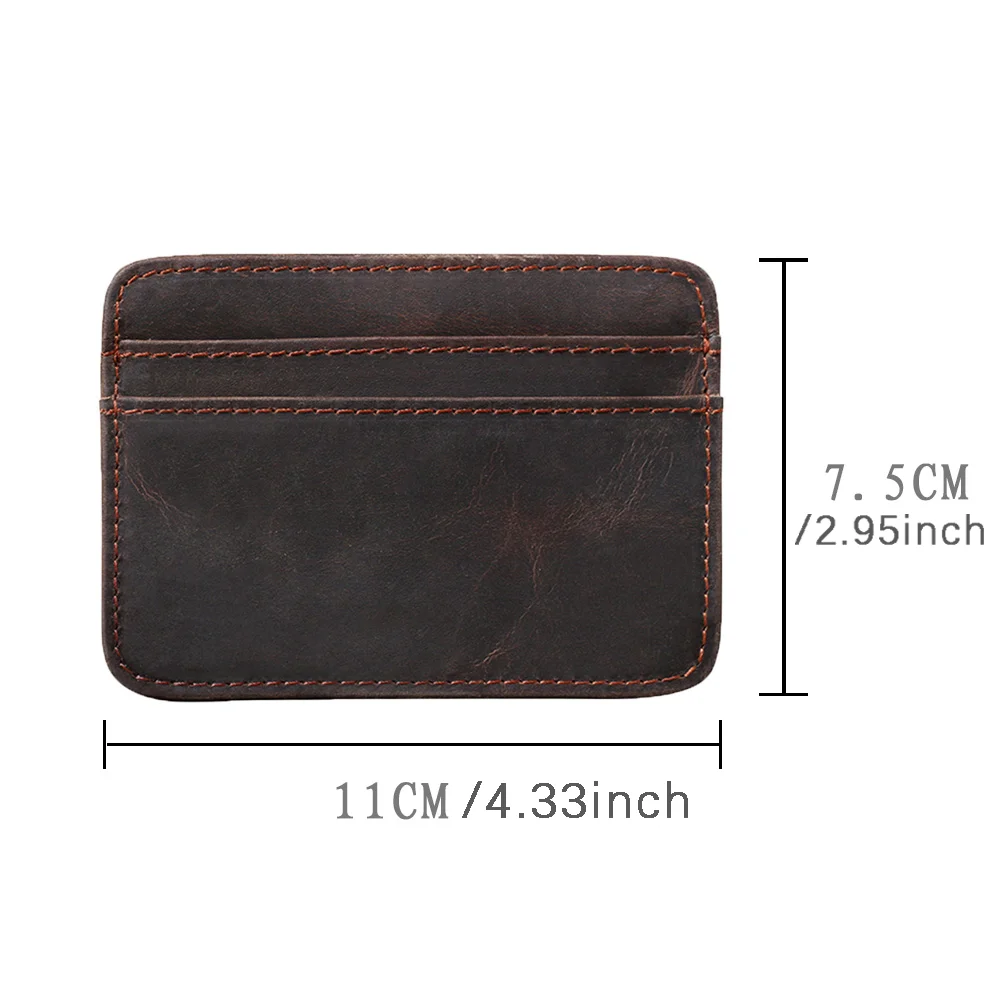 S.WORKER Echtleder Mini-Kartenhalter Vintage Vollnarbiges Rindsleder Kurze Geldbörse Münzbeutel Retro Schlanke Casual Alltagstasche – Detail 3