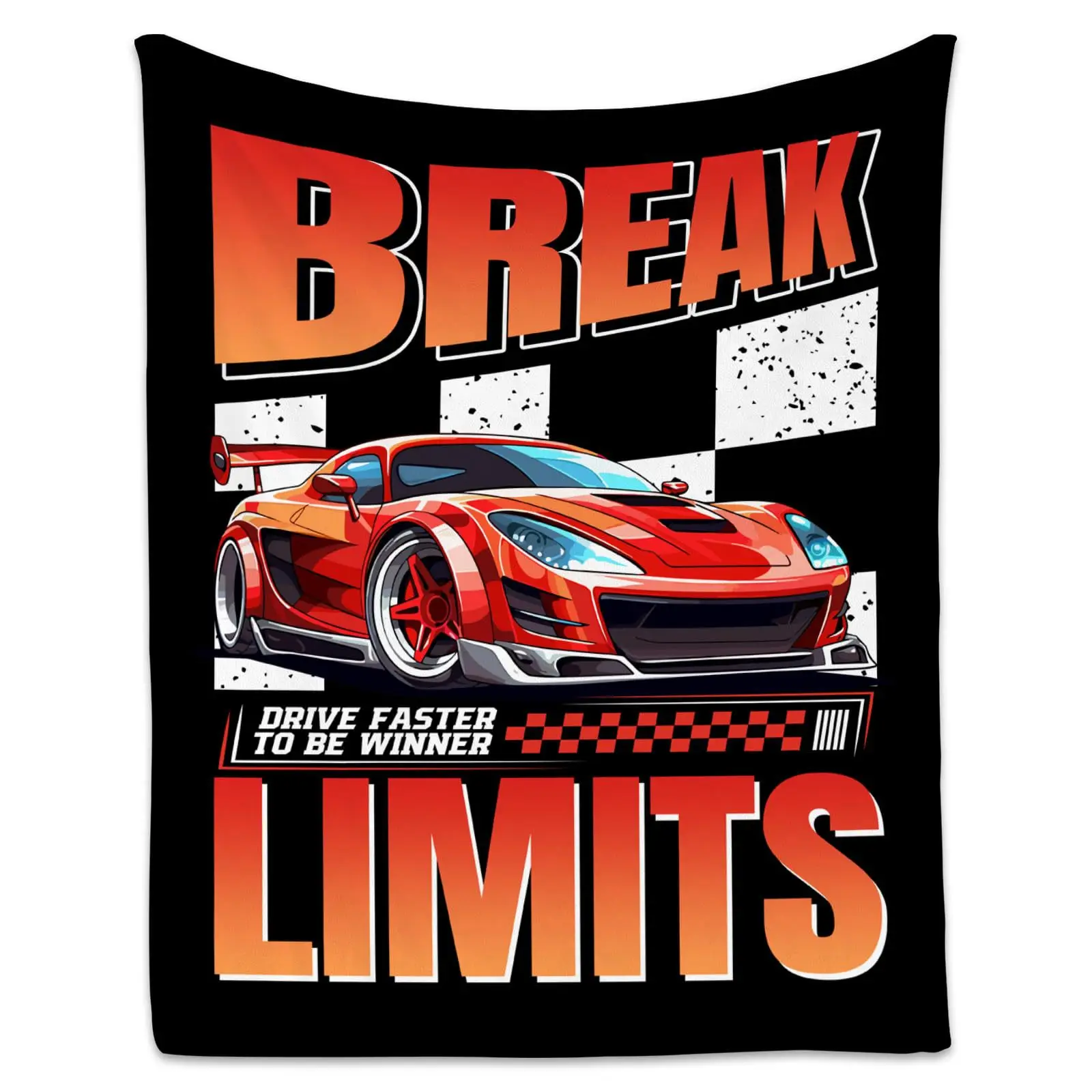 Automobile racing pattern digital-printed polyester Bedroom velvet flannel soft sofa cover blanket Fleece blankets for beds