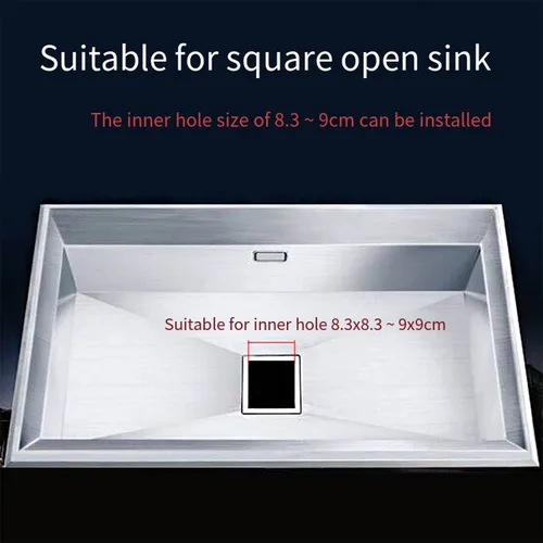 Imagen 2 del producto Colador cuadrado de acero inoxidable para fregadero de cocina, escurridor, tapón de poste, tapón de filtro de residuos, tapa r, desagües de piso para Baño