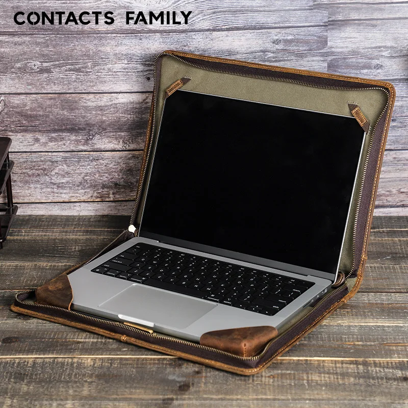 Leather Notebook Bag for New MacBookPro 14.2 Protective Cover Handheld Computer Case