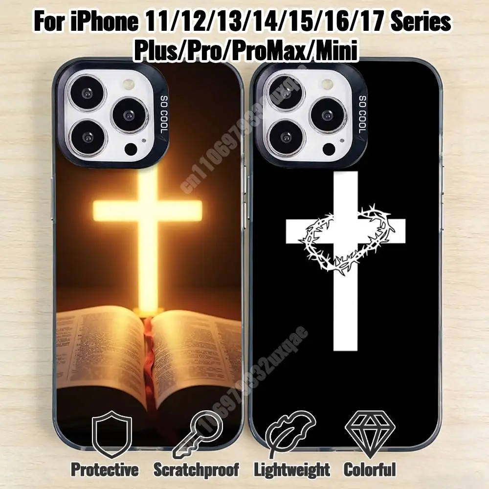 

Jesus Cross Holy Bible Verse Phone Case for iPhone 17 16 15 14 13 12 11 Pro Plus Max Mini X XS Silicone Hard Cover