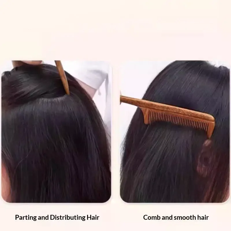Natural Sandalwood Hair Comb 20cm Fine Tooth Thickened Sharp Tail Anti-static Hairdressing Comb For Styling And Grooming